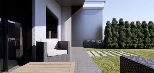 Moderná kancelária v minimalistickom štýle s elegantnými pracovnými stolmi a prírodnými materiálmi.