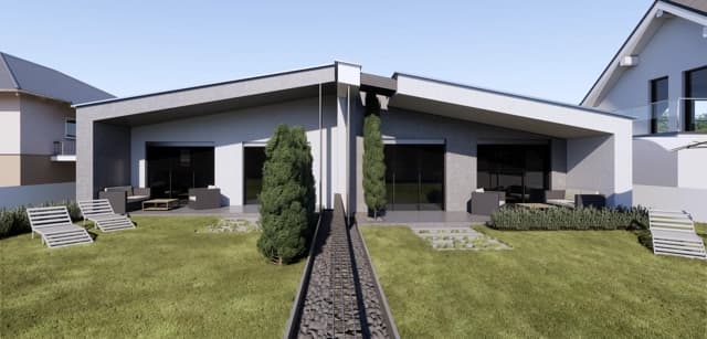 Moderná kancelária v minimalistickom štýle s elegantnými pracovnými stolmi a prírodnými materiálmi.