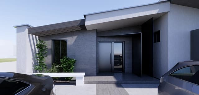 Moderná kancelária v minimalistickom štýle s elegantnými pracovnými stolmi a prírodnými materiálmi.